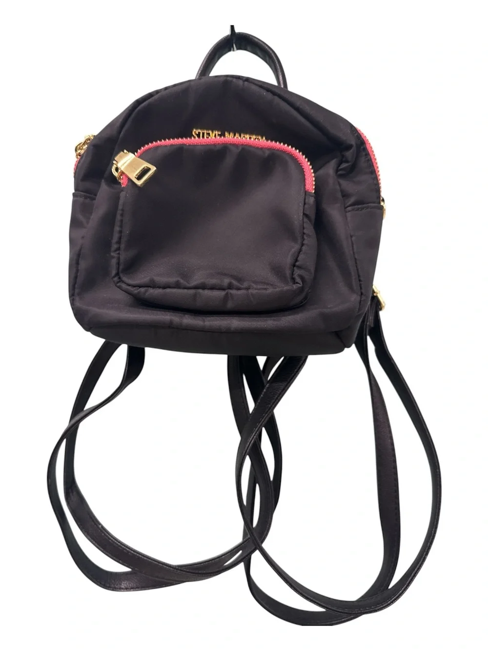 Steve Madden Black Mini Backpack with Pink Zippers
